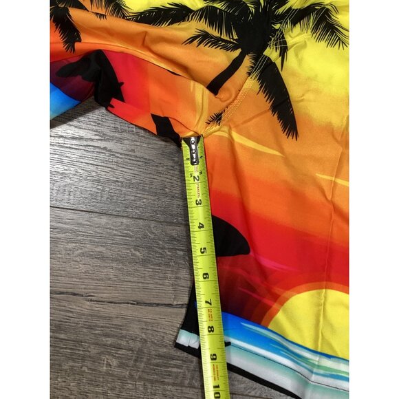 Aptro Mens Sunset & Palm Tree Orange Swim Trunks Size 3XL Elastic waistband NEW - Picture 6 of 9